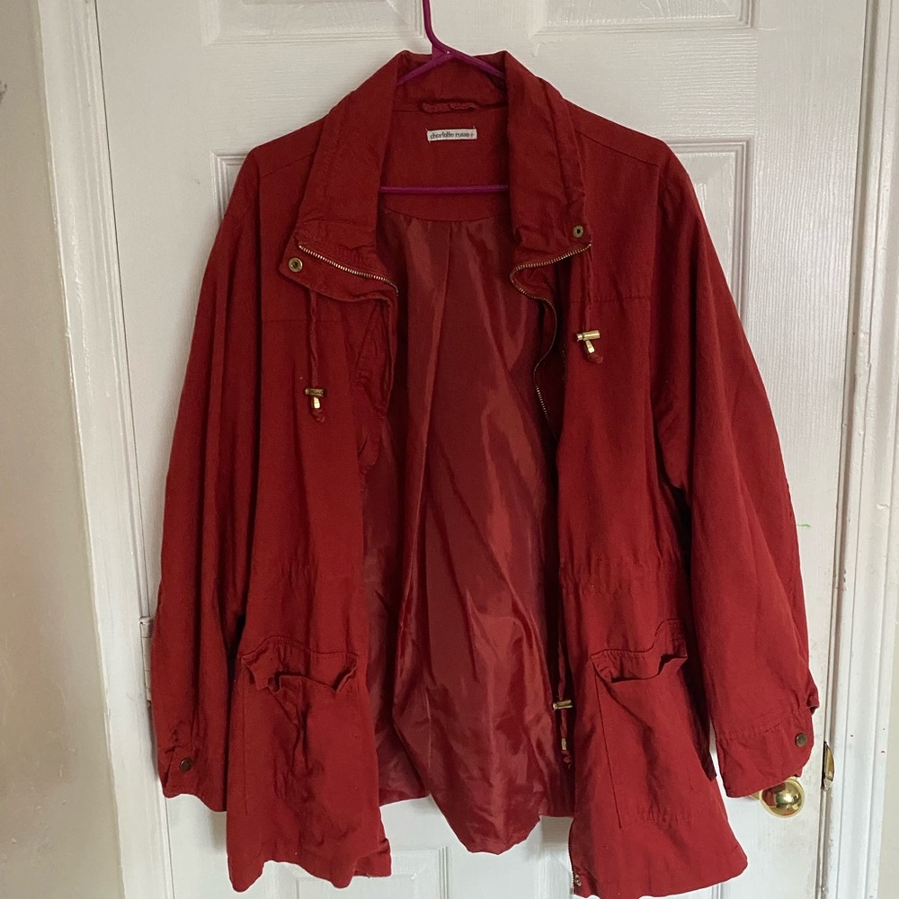 Red Jacket with gold zippers, Size 1X from Charlotte Russe